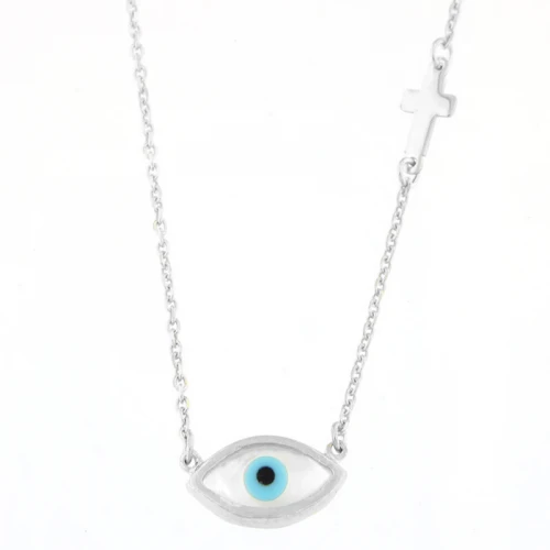 14K Λευκόχρυσο Κολιέ Με Ματάκι 11981ADR