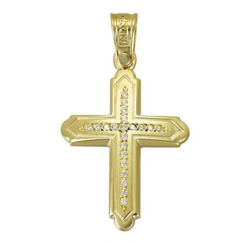 18K Χρυσός Σταυρός Με Οικολογικά Διαμάντια 121164TR