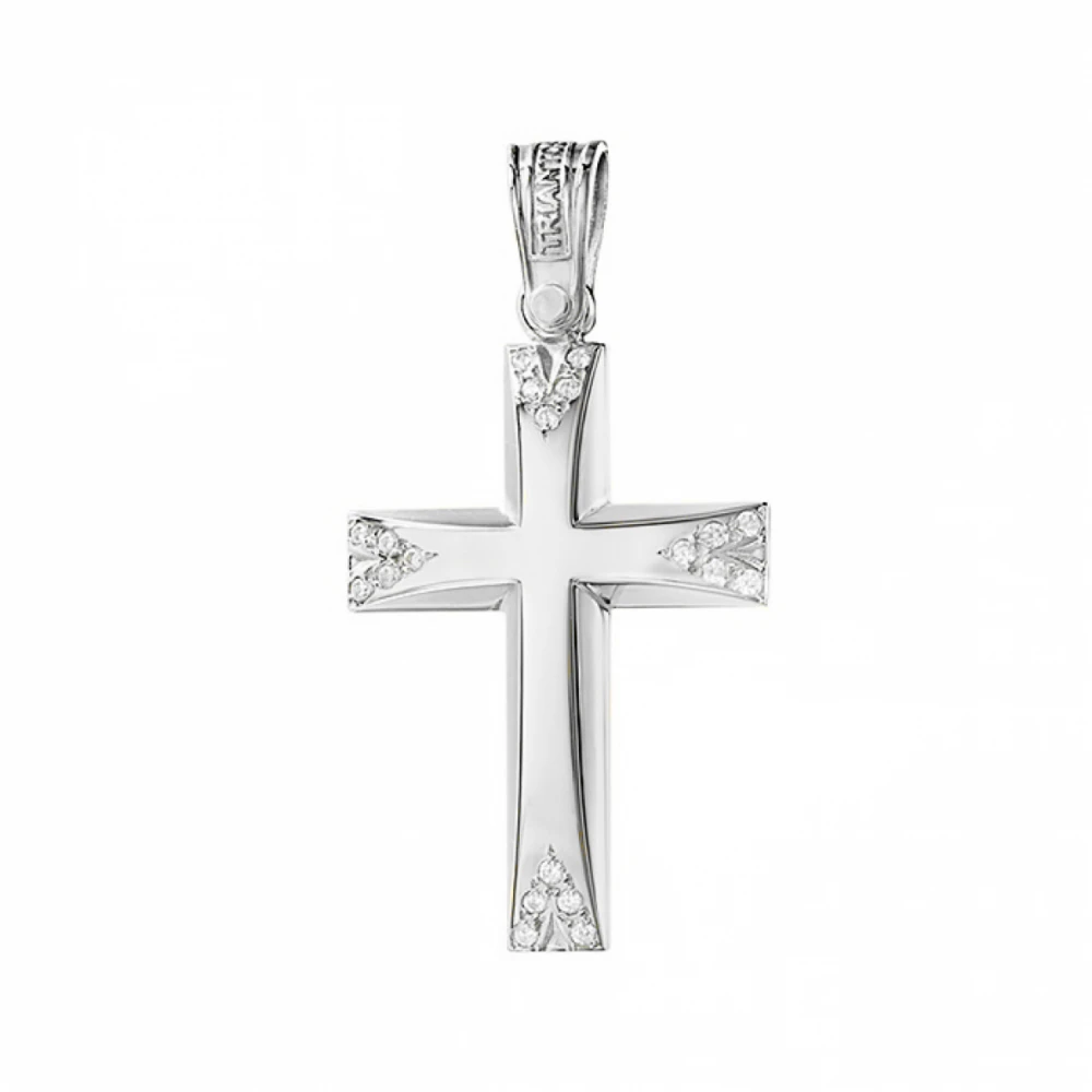 18K Λευκόχρυσος Σταυρός με Οικολογικά Διαμάντια 121259TRW