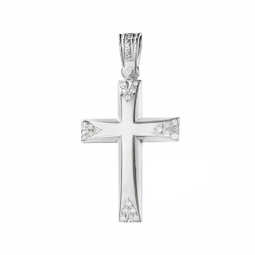 18K Λευκόχρυσος Σταυρός με Οικολογικά Διαμάντια 121259TRW