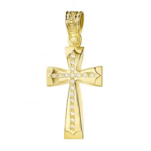 14K Χρυσός Σταυρός Με Ζιργκόν 121262