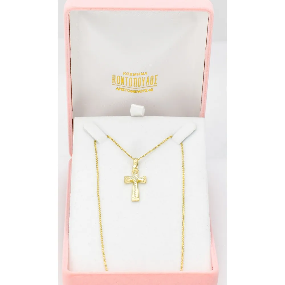 14K Χρυσός Σταυρός Με Ζιργκόν 121262