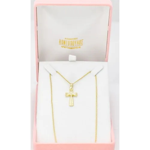 14K Χρυσός Σταυρός Με Ζιργκόν 121262