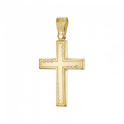14Κ Χρυσός Σταυρός με Ζιργκόν 121320TR