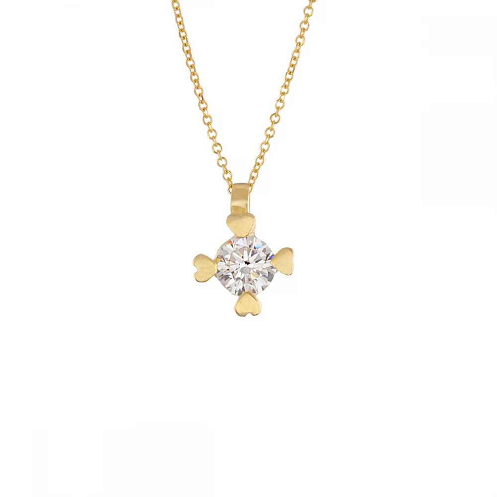 9K Χρυσό Κολιέ με Λευκό Ζιργκόν KL1314VR