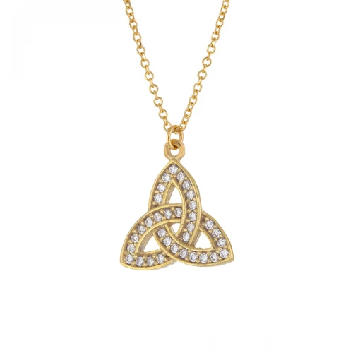 9K Χρυσό Κολιέ "Τρισκέλιο" με Ζιργκόν KL1344VR