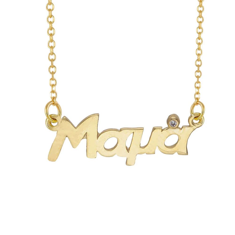 9Κ Χρυσό Κολιέ "Μαμά" με Λευκά Ζιργκόν KL1414BJ