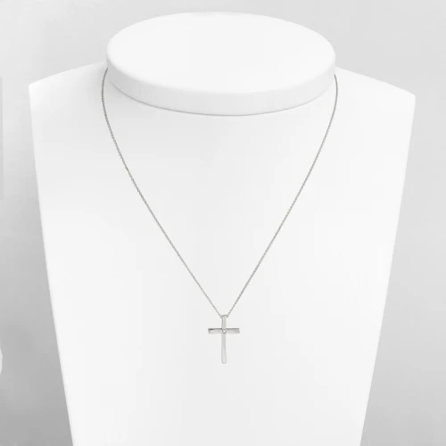 14K Λευκόχρυσο Κολιέ Σταυρός Με Διαμάντι 1622L1