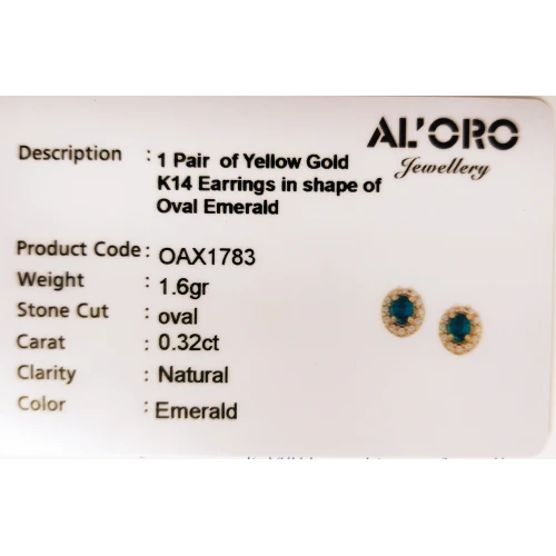 14Κ Χρυσά Σκουλαρίκια με Σμαράγδι και Ζιργκόν OAX1783SK