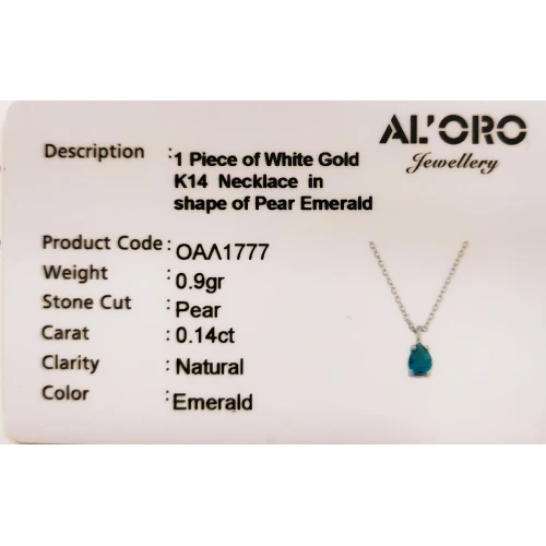 14K Λευκόχρυσο Κολιέ με Σμαράγδι OAL1777