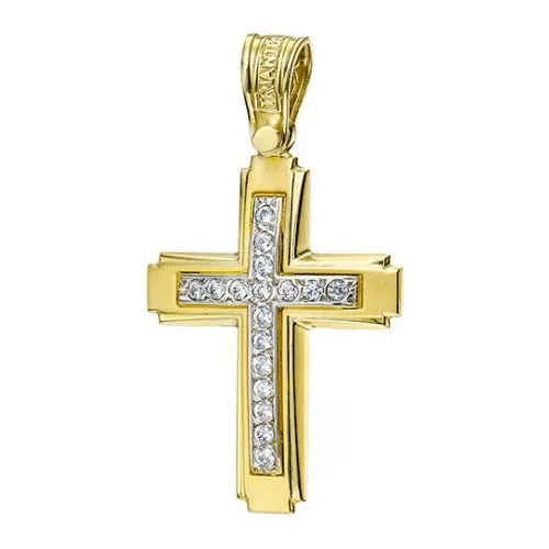 14K Χρυσός Σταυρός Με Ζιργκόν 1.7.1019
