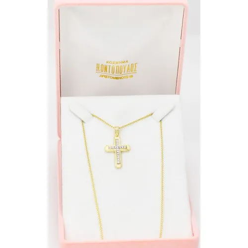 14K Χρυσός Σταυρός Με Ζιργκόν 1.7.1019