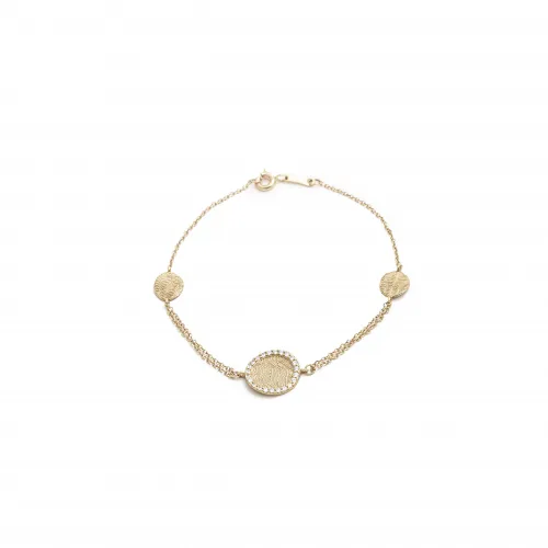 14K Χρυσό Βραχιόλι με Τρεις "Χρυσούς Δίσκους" και Ζιργκόν BR551VR