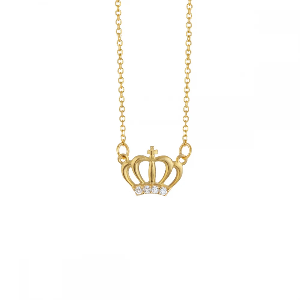 9K Χρυσό Διπλό Κολιέ με "Κορώνα" & Ζιργκόν KL1883VR