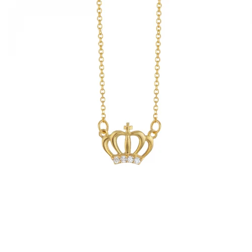 9K Χρυσό Διπλό Κολιέ με "Κορώνα" & Ζιργκόν KL1883VR