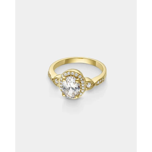 VOGUE Δαχτυλίδι Solitaire 925 Ασήμι, με λευκά ζιργκόν Επιχρυσωμένο 20170546101