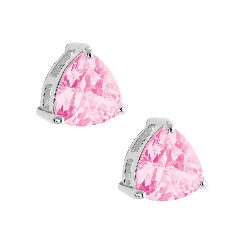 VOGUE Σκουλαρίκια Μονόπετρα 925 Ασήμι με Ροζ Ζιργκόν 2017075223.3