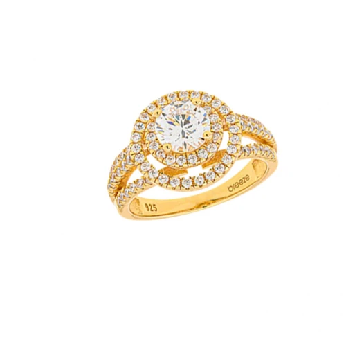 BREEZE 925 Ασήμι Επιχρυσωμένο Ροζέτα Δαχτυλίδι με ζιργκόν 2017116027.1014