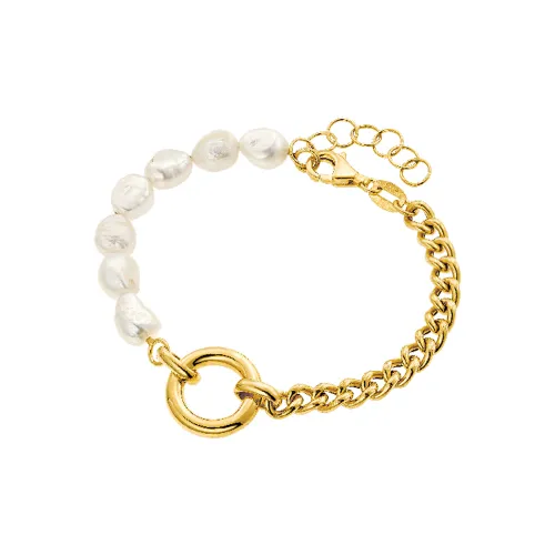 VOGUE Βραχιόλι από τη σειρά "Memoires" με λευκά μαργαριτάρια και αλυσίδα, Επιχρυσωμένο 20172323341