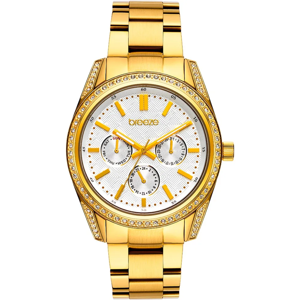 BREEZE Floris Crystals Gold Stainless Steel Bracelet 212201.2