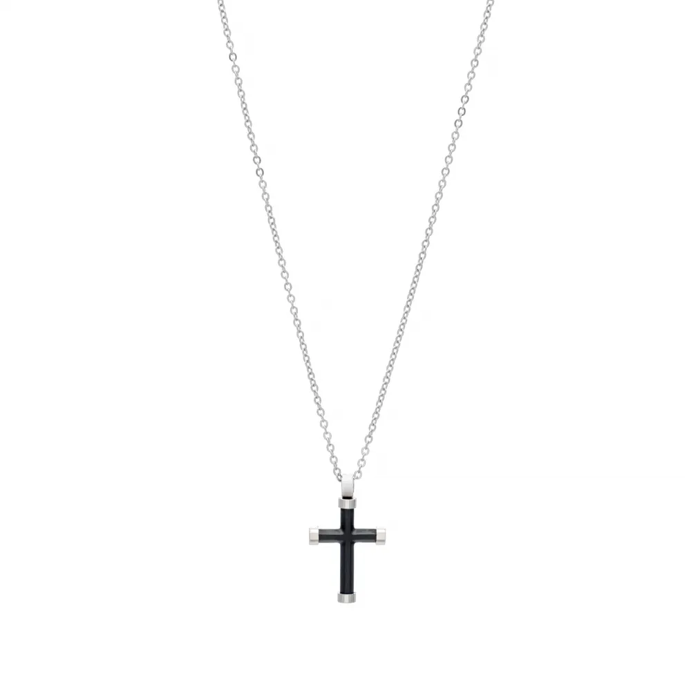 Visetti StainlessSteel Man Cross Necklace 21D-KD014SB