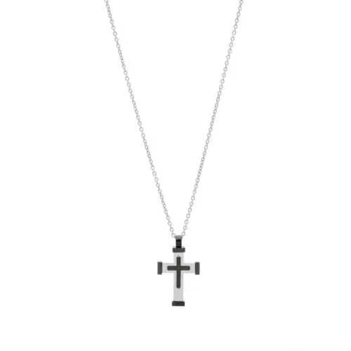 Visetti StainlessSteel Man Cross Necklace 21D-KD015SB