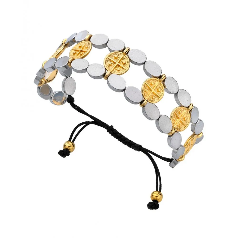 BREEZE Βραχιόλι Χειροποίητο Κωνσταντινάτο Επιχρυσωμένο με Αιματίτη 310002.5