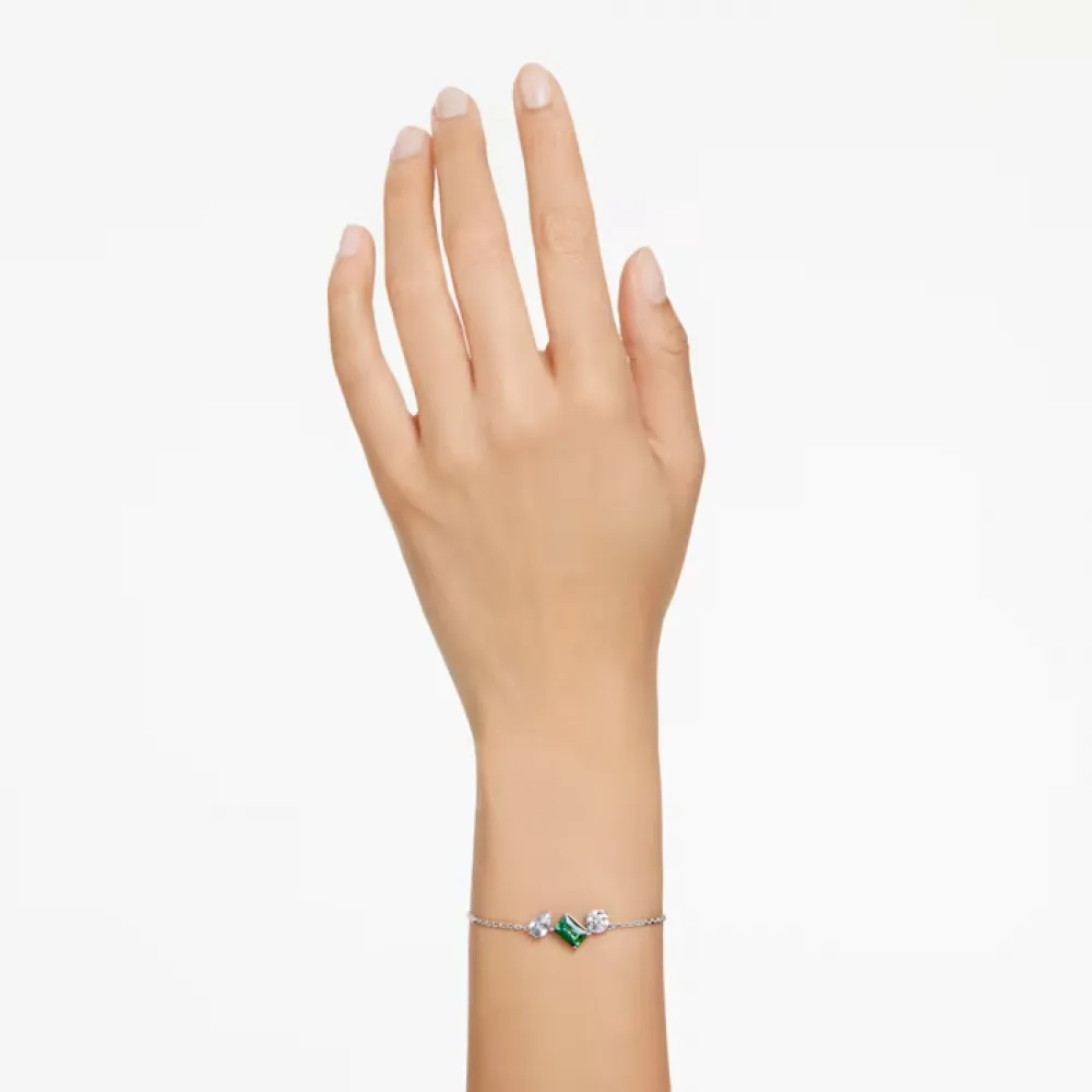 SWAROVSKI Βραχιόλι Mesmera Μείξη κοπών, Πράσινο, Επιμετάλλωση ροδίου 5668360