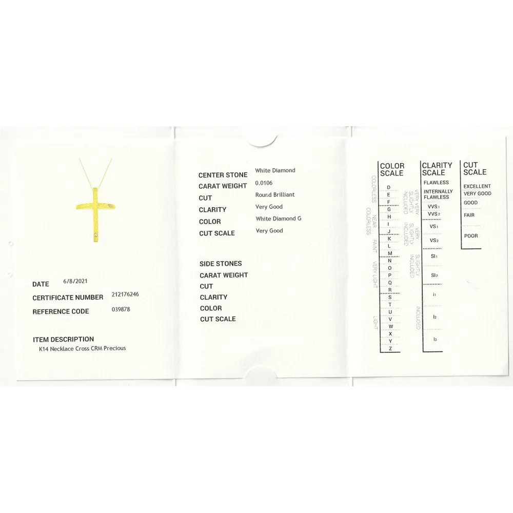 14K Χρυσός Σταυρός με Αλυσίδα & Διαμάντια ST39878F