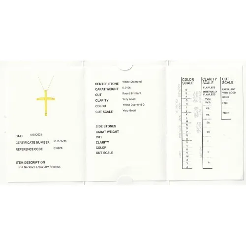 14K Χρυσός Σταυρός με Αλυσίδα & Διαμάντια ST39878F