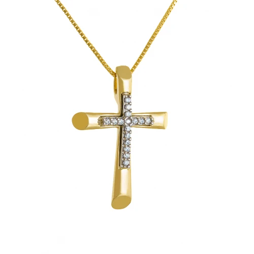 14K Χρυσός Σταυρός με Ζιργκόν 4084K1