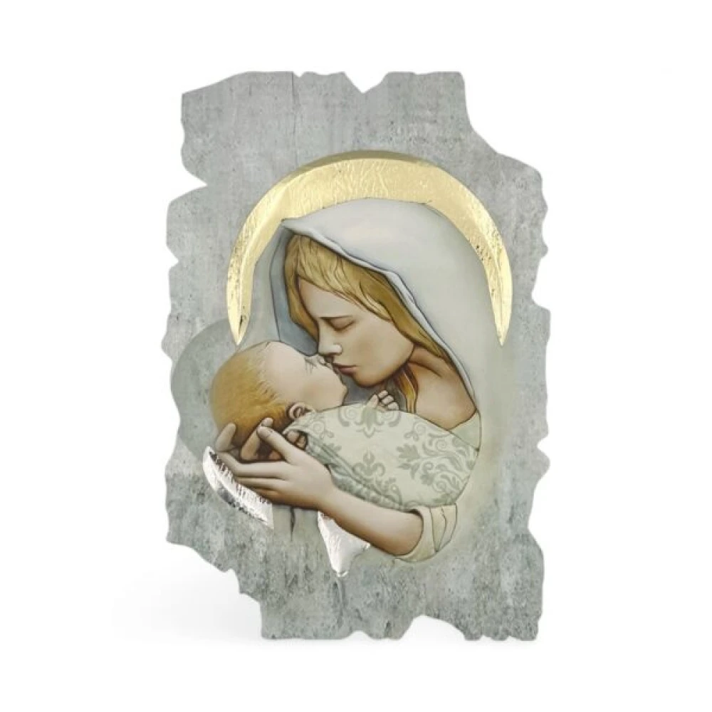 Θρησκευτική Εικόνα  ΠΑΝΑΓΙΑ & ΧΡΙΣΤΟΣ Πάνω σε Ξύλο με την τεχνική της Νωπογραφίας ( Fresco ) LE-08.44372