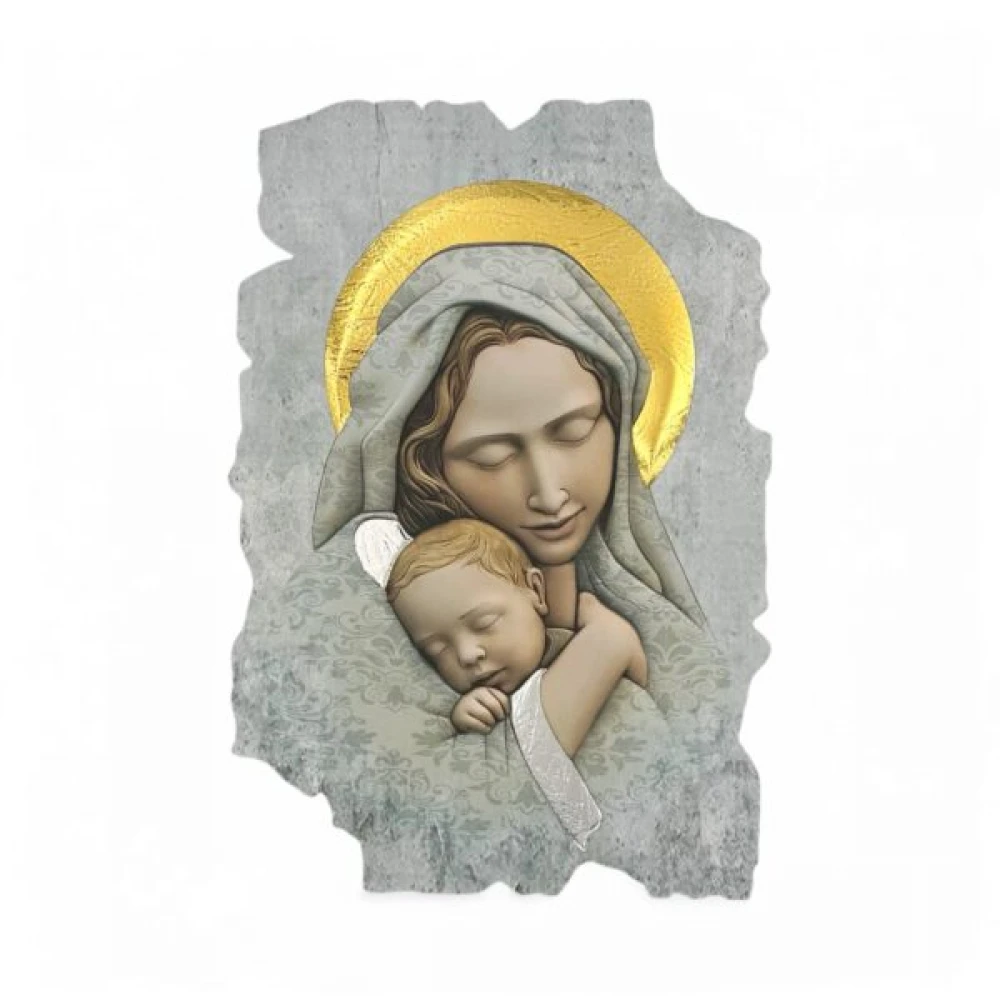 Θρησκευτική Εικόνα  ΠΑΝΑΓΙΑ & ΧΡΙΣΤΟΣ Πάνω σε Ξύλο με την τεχνική της Νωπογραφίας ( Fresco ) LE-08.44373