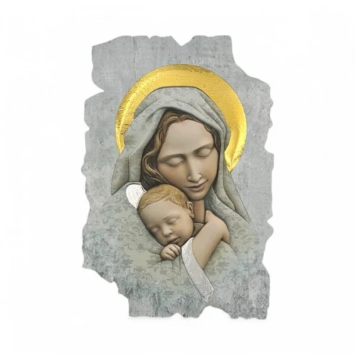 Θρησκευτική Εικόνα  ΠΑΝΑΓΙΑ & ΧΡΙΣΤΟΣ Πάνω σε Ξύλο με την τεχνική της Νωπογραφίας ( Fresco ) LE-08.44373