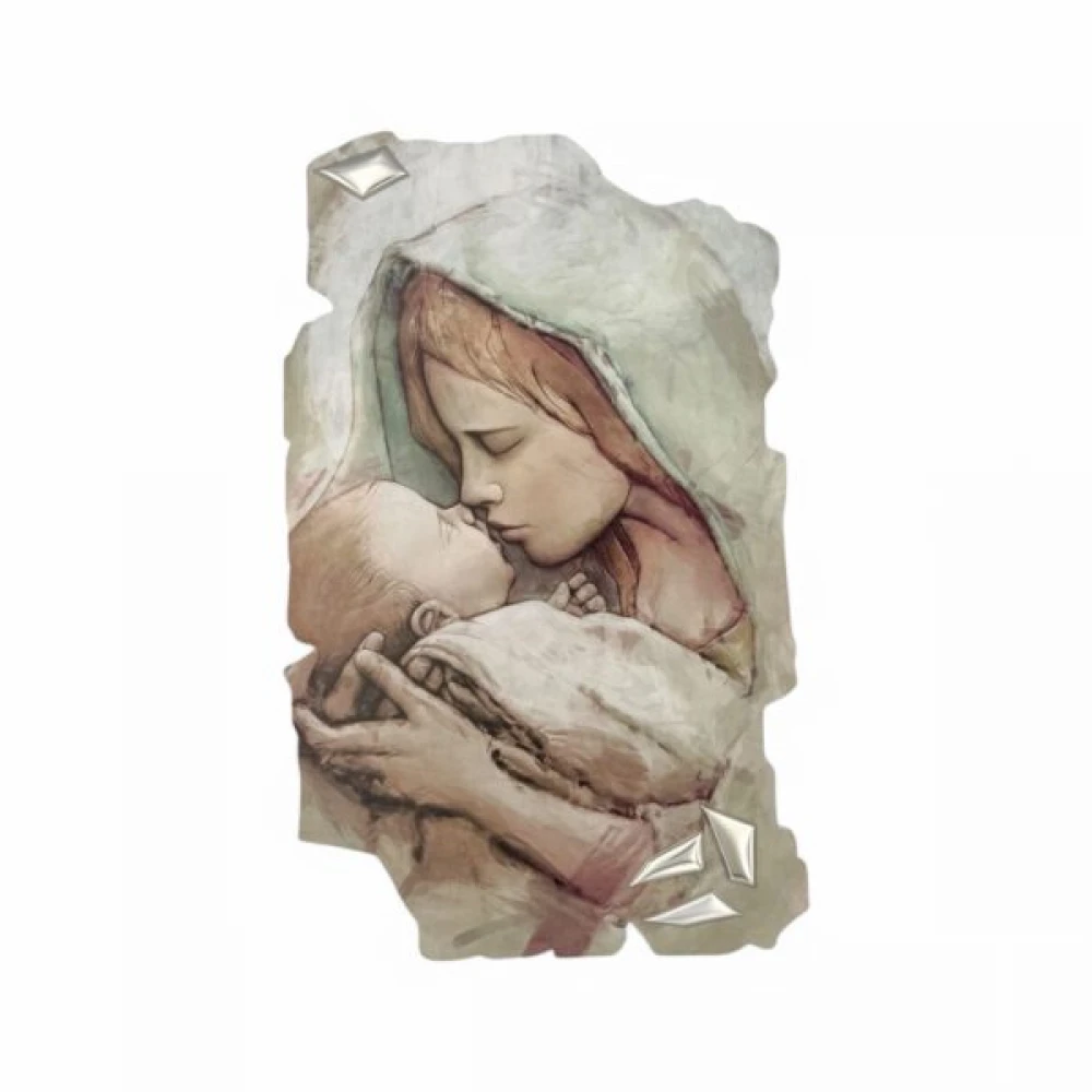 Θρησκευτική Εικόνα  ΠΑΝΑΓΙΑ & ΧΡΙΣΤΟΣ Πάνω σε Ξύλο με την τεχνική της Νωπογραφίας ( Fresco ) LE-08.47135