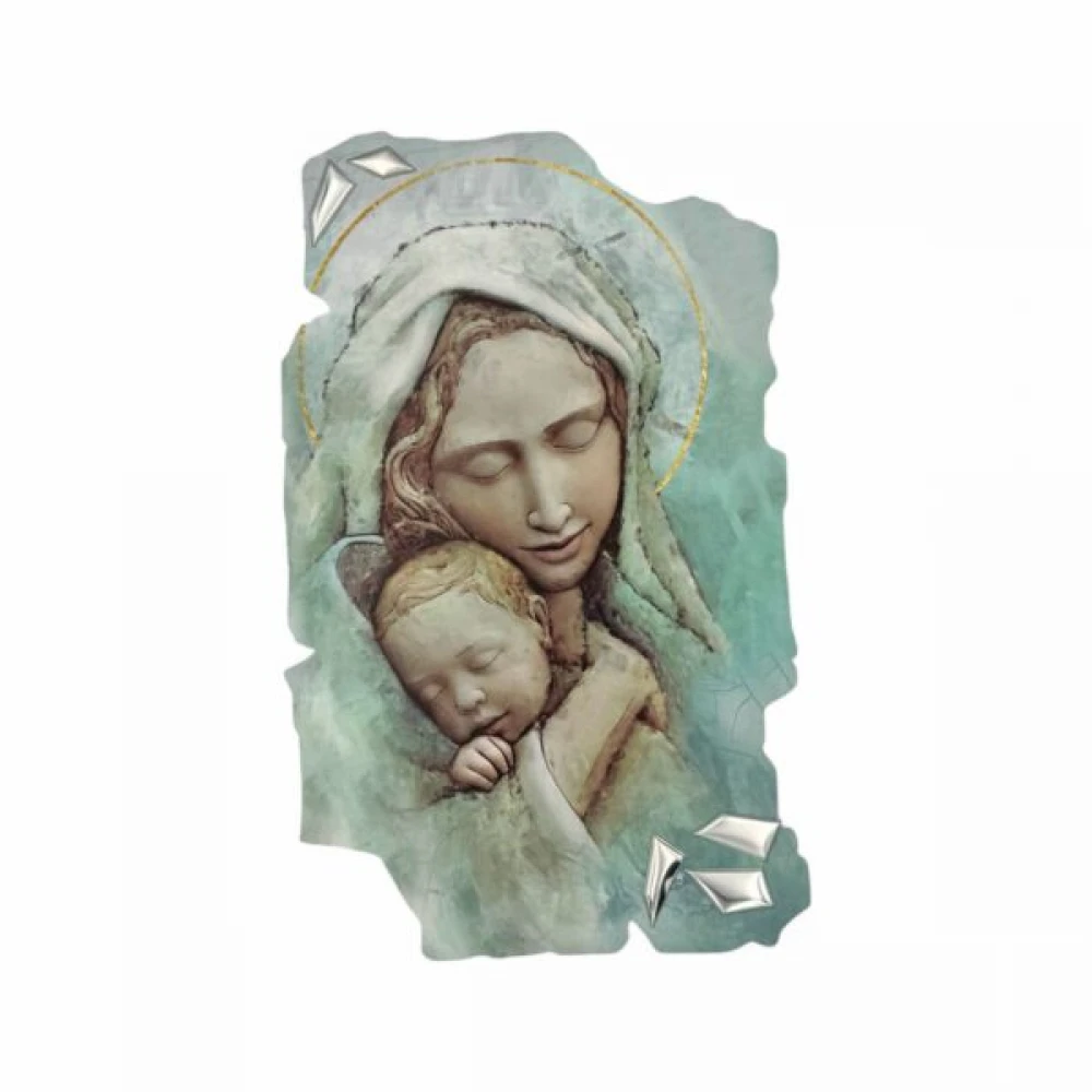 Θρησκευτική Εικόνα  ΠΑΝΑΓΙΑ & ΧΡΙΣΤΟΣ Πάνω σε Ξύλο με την τεχνική της Νωπογραφίας ( Fresco ) LE-08.47137