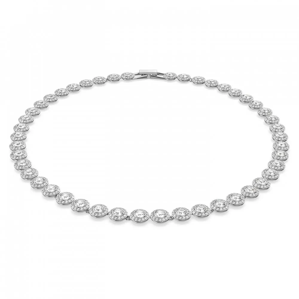 SWAROVSKI Angelic Κολιέ Στρογγυλής Κοπής, Λευκό, Επιροδιωμένο 5117703