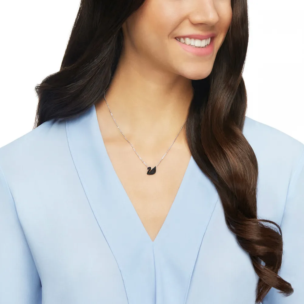 SWAROVSKI Iconic Swan Κολιέ Μαύρο Επιμεταλλωμένο Ρόδιο 5347330