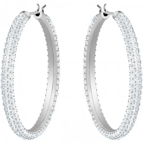 SWAROVSKI Stone Σκουλαρίκια Κρίκοι, Λευκό, Επιροδιωμένο 5389432 