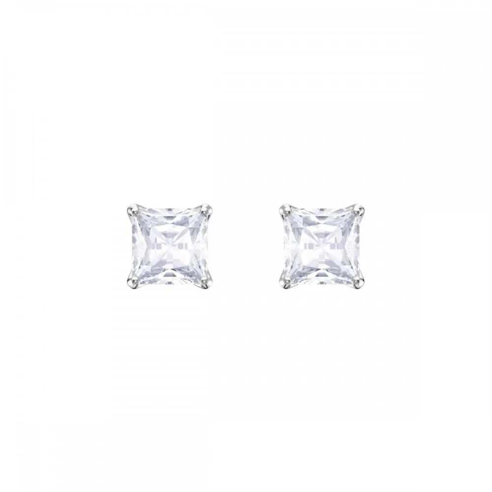 SWAROVSKI, Attract, Καρφωτά σκουλαρίκια, τετράγωνο κόψιμο, λευκό, Επιροδιωμένο 5430365