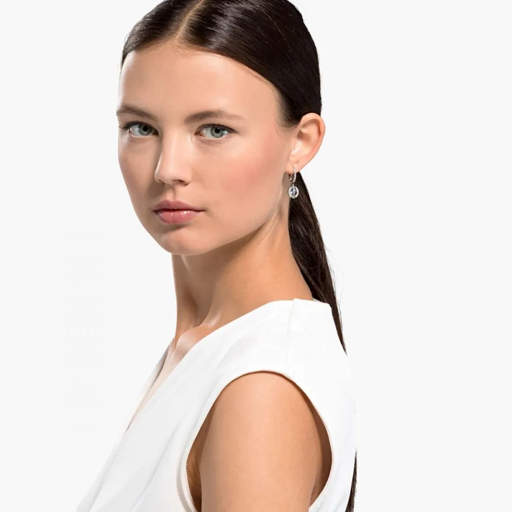 SWAROVSKI Σκουλαρίκια Una, στρογγυλή Κοπή Λευκά, Επιροδιωμένο 5504652