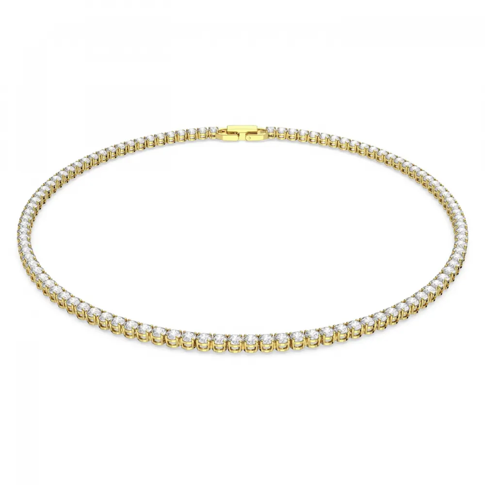 SWAROVSKI Tennis Deluxe Κολιέ Στρογγυλή Κοπή, Λευκό, Επιχρυσωμένο 5511545