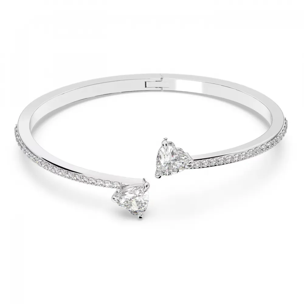 SWAROVSKI Attract Soul Heart Άκαμπτο βραχιόλι Λευκό Μεγάλο, Επιροδιωμένο 5535289