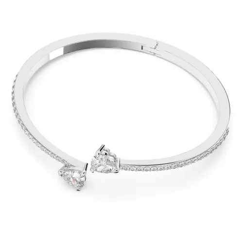 SWAROVSKI Attract Soul Heart Άκαμπτο βραχιόλι Λευκό Μεγάλο, Επιροδιωμένο 5535289
