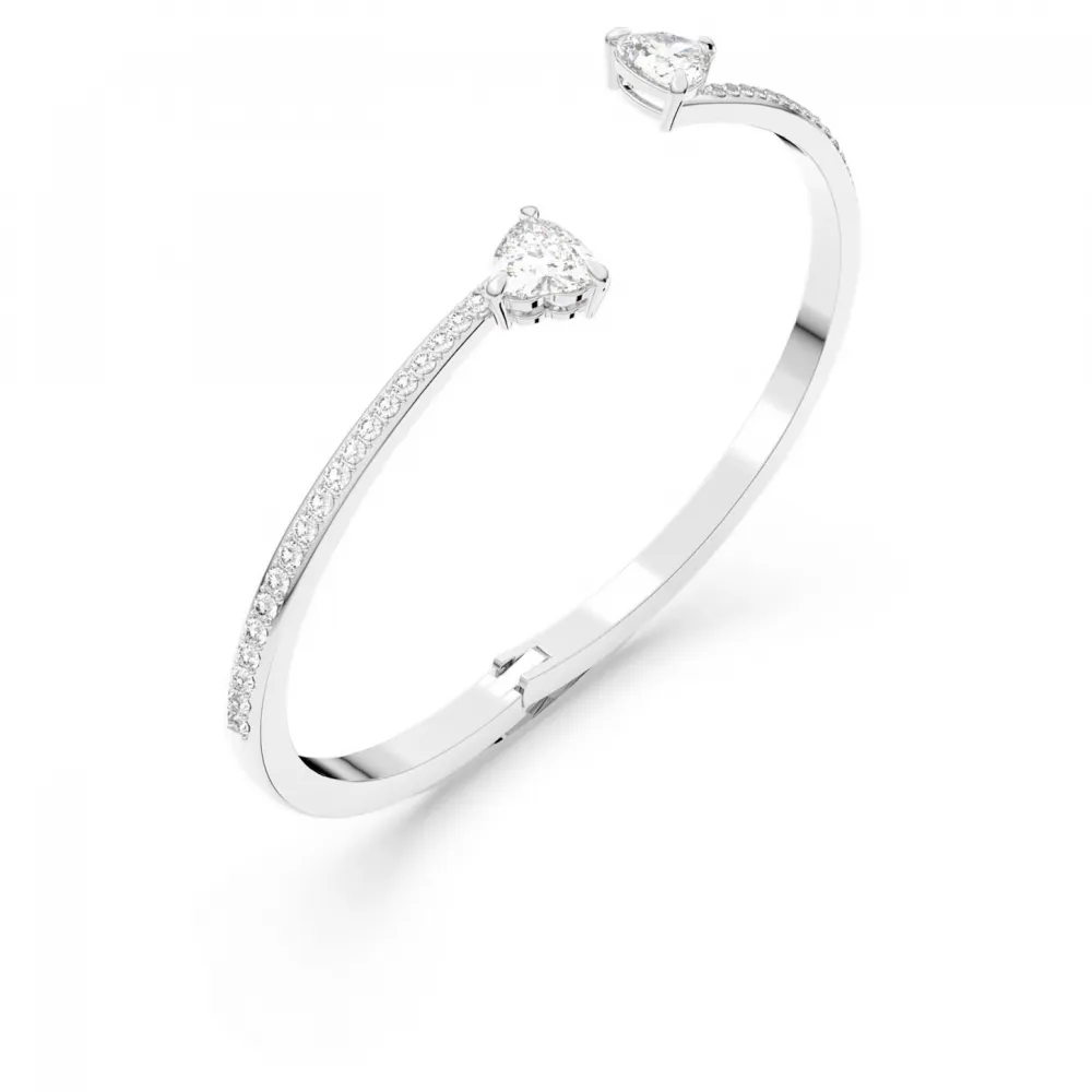 SWAROVSKI Attract Soul Heart Άκαμπτο βραχιόλι Λευκό Μεγάλο, Επιροδιωμένο 5535289