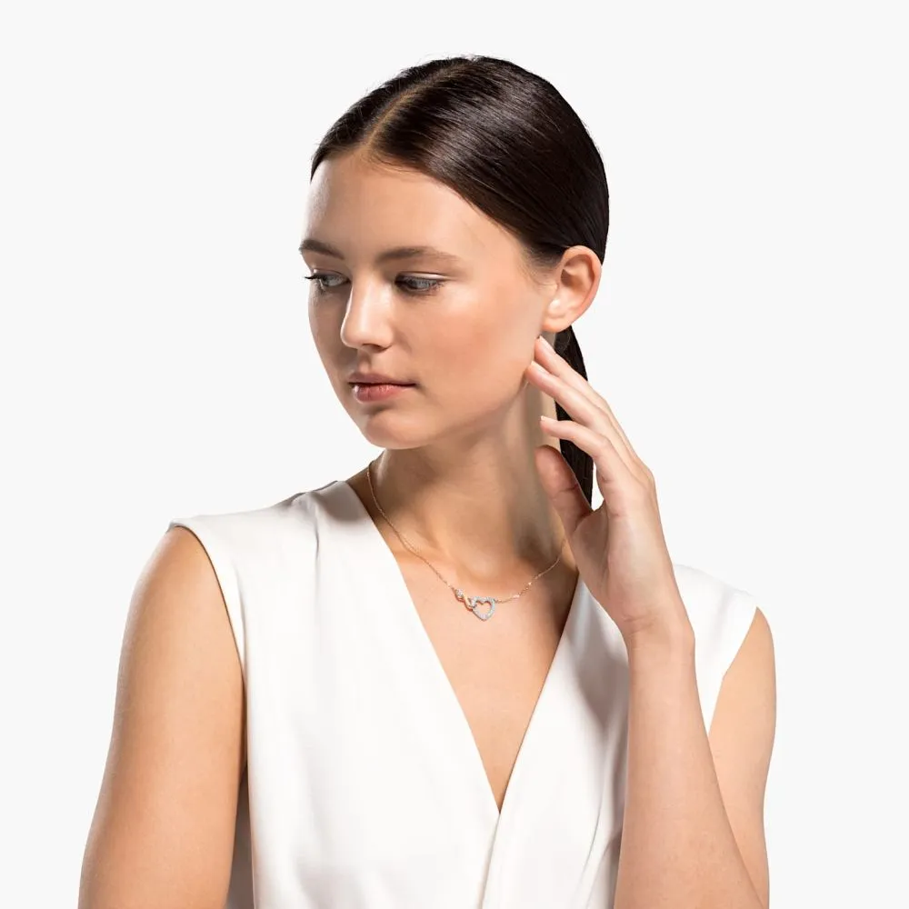 SWAROVSKI Infinity Κολιέ Άπειρο και καρδιά, Λευκό, Επιμετάλλωση από διάφορα μέταλλα 5518865