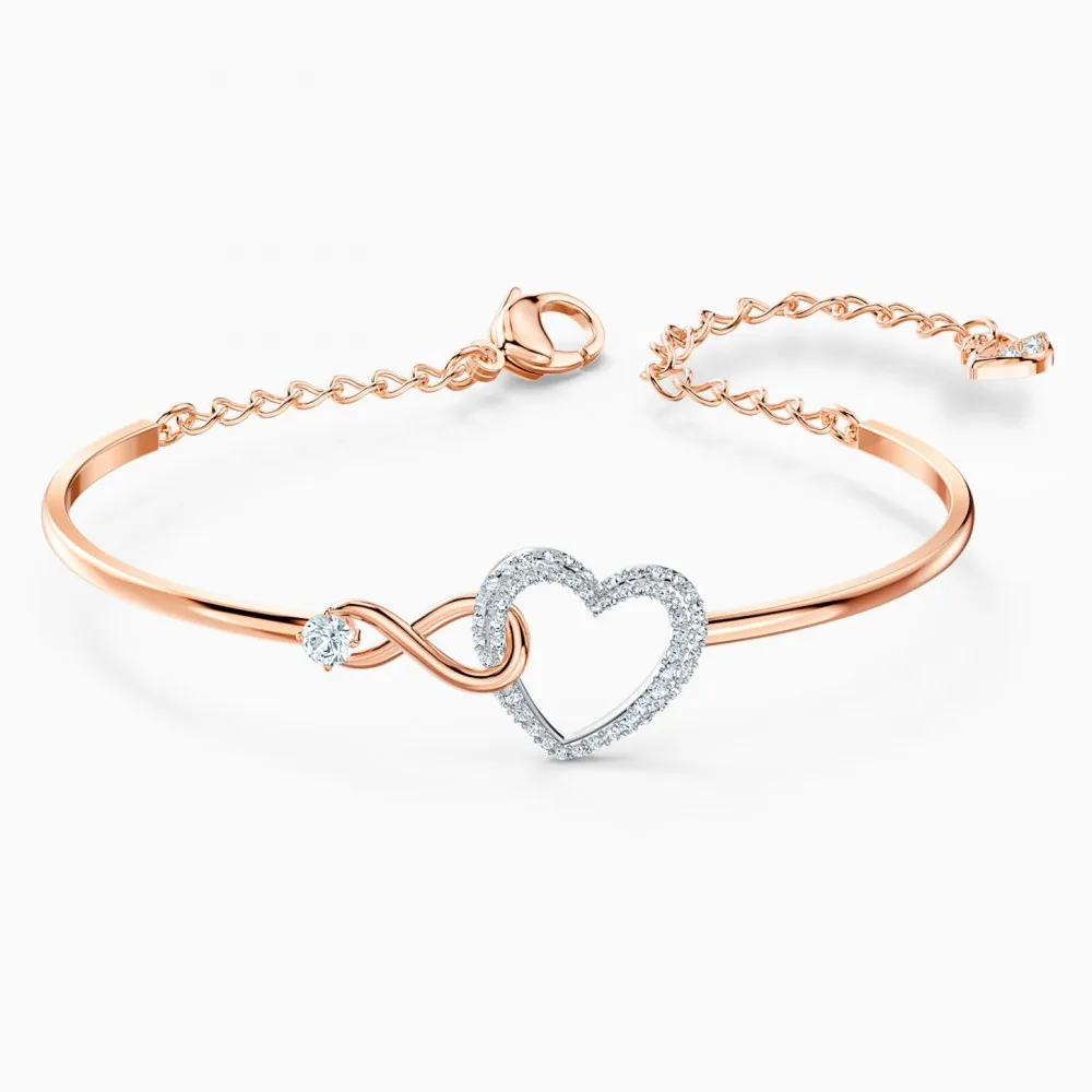 SWAROVSKI Infinity Heart Άκαμπτο βραχιόλι, Λευκό, Φινίρισμα από διάφορα μέταλλα 5518869