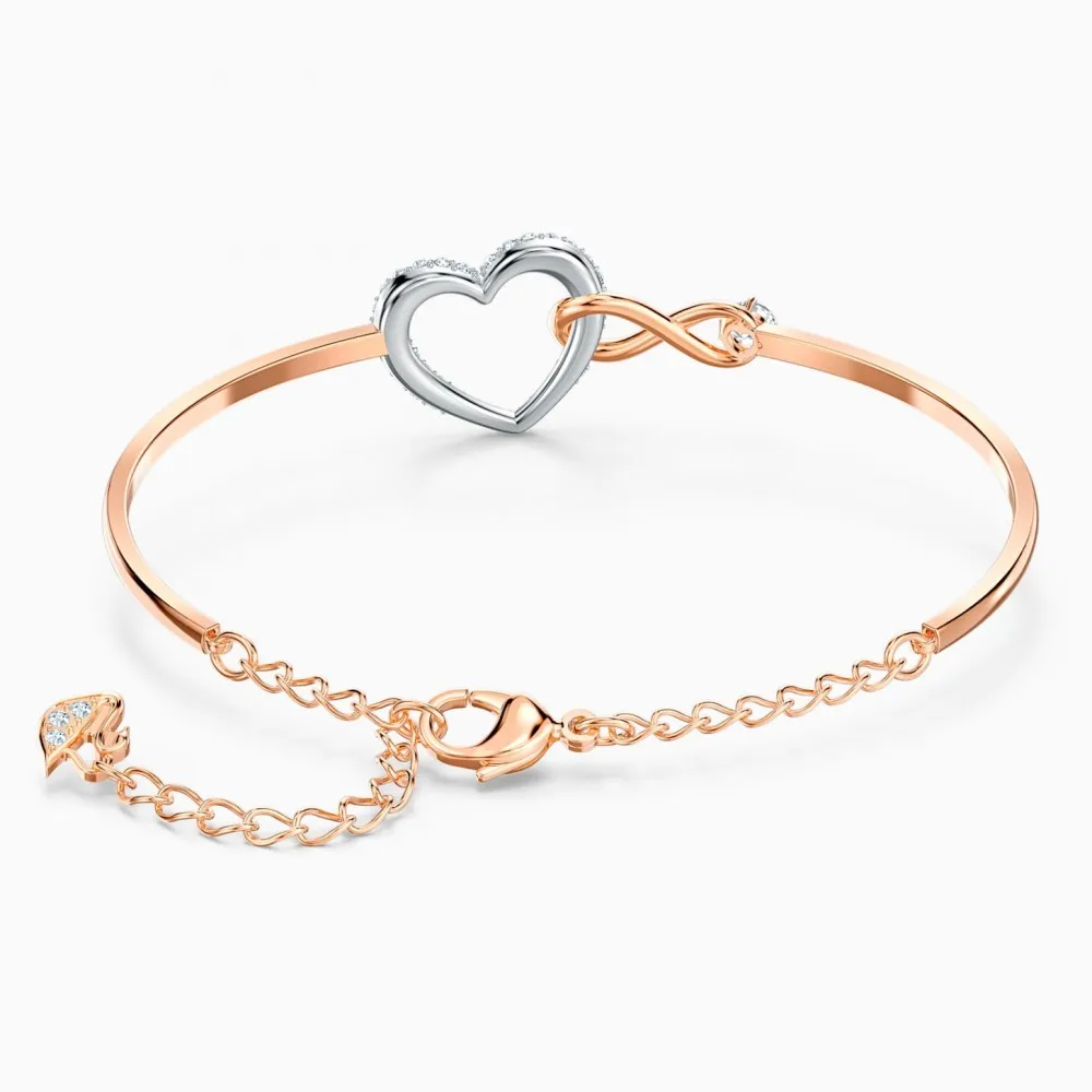 SWAROVSKI Infinity Heart Άκαμπτο βραχιόλι, Λευκό, Φινίρισμα από διάφορα μέταλλα 5518869