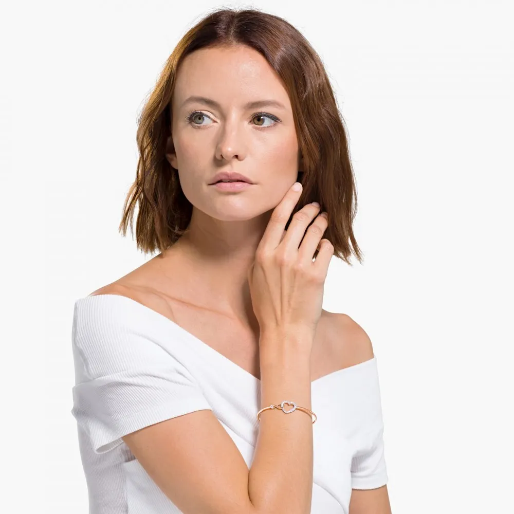 SWAROVSKI Infinity Heart Άκαμπτο βραχιόλι, Λευκό, Φινίρισμα από διάφορα μέταλλα 5518869