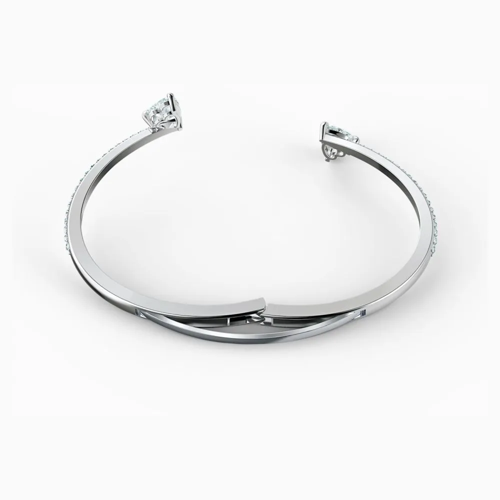 SWAROVSKI Attract Soul Heart Άκαμπτο βραχιόλι Λευκό Μεγάλο, Επιροδιωμένο 5535289